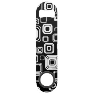 Abrebotellas De Bar Cuadrados blancos y negros retros