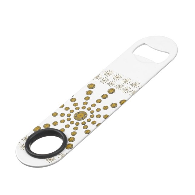 Abrebotellas De Bar Diseño de impresión de arte de dot al girasol de G (Ángulo trasero)