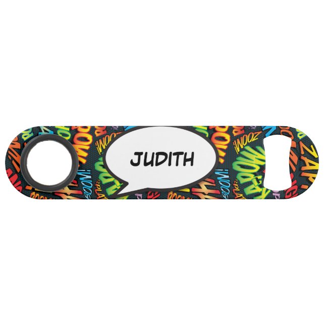 Abrebotellas De Bar Diversión personalizada con bocadillos de texto di (Anverso (Horizontal))