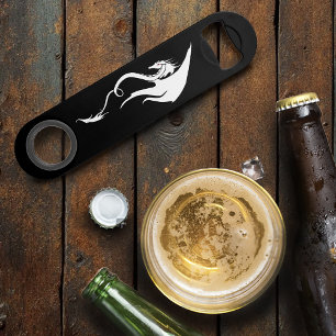 Abrebotellas De Bar Dragón tribal blanco negro