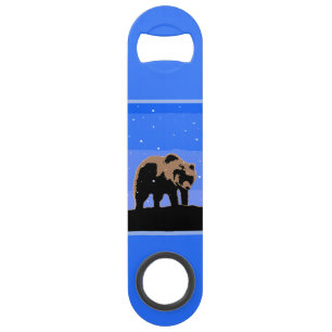Abrebotellas De Bar El oso pardo en invierno - Arte de vida salvaje or