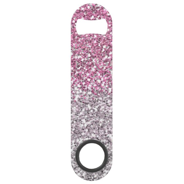 Abrebotellas De Bar Elegante Purpurina rosa Ombre Sparkle (Anverso)