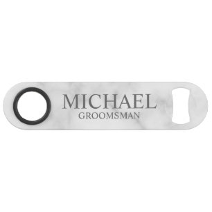 Abrebotellas De Bar Elegantes Groomsmen Personalizados de Mármol Blanc