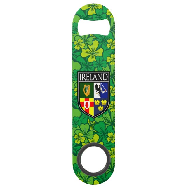 Abrebotellas De Bar Escudo Nacional Irlandés y Shamrock (Anverso)