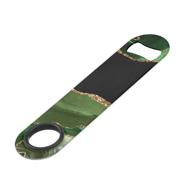 Abrebotellas De Bar Esmeralda verde mármol agitar piedra contemporánea (Ángulo frontal)