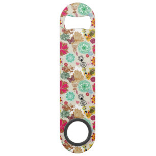 Abrebotellas De Bar Estampado de flores en estilo retro