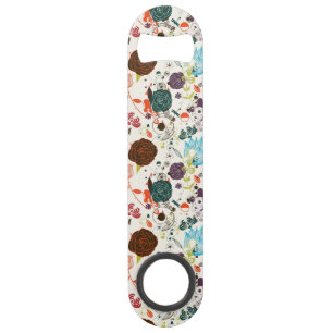 Abrebotellas De Bar Estampado de flores retro 2