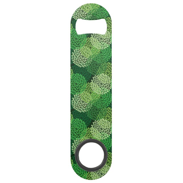 Abrebotellas De Bar Estampado de flores verde (Anverso)