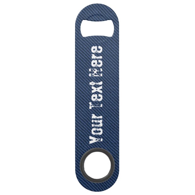 Abrebotellas De Bar Faux Blue Jeans Denim Bar Key con texto Personaliz (Anverso)