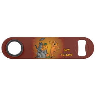 Abrebotellas De Bar Feliz Halloween con gatos, perro y araña