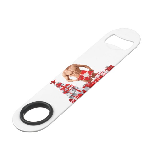 Abrebotellas De Bar Feliz Navidad SlipperyJoe regalo de plata blanca r (Ángulo trasero)