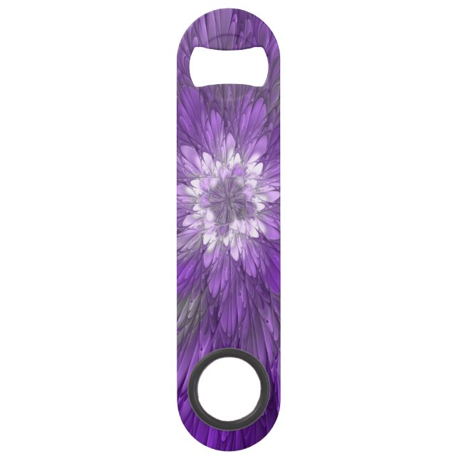 Abrebotellas De Bar Flor púrpura psicodélica Resumen arte fractal (Anverso)