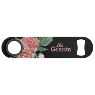 Abrebotellas De Bar Floral acuarela sobre negro #2 personalizado