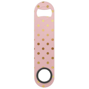 Abrebotellas De Bar Flores Adorables Faux Gold Polka