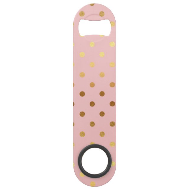 Abrebotellas De Bar Flores Adorables Faux Gold Polka (Anverso)