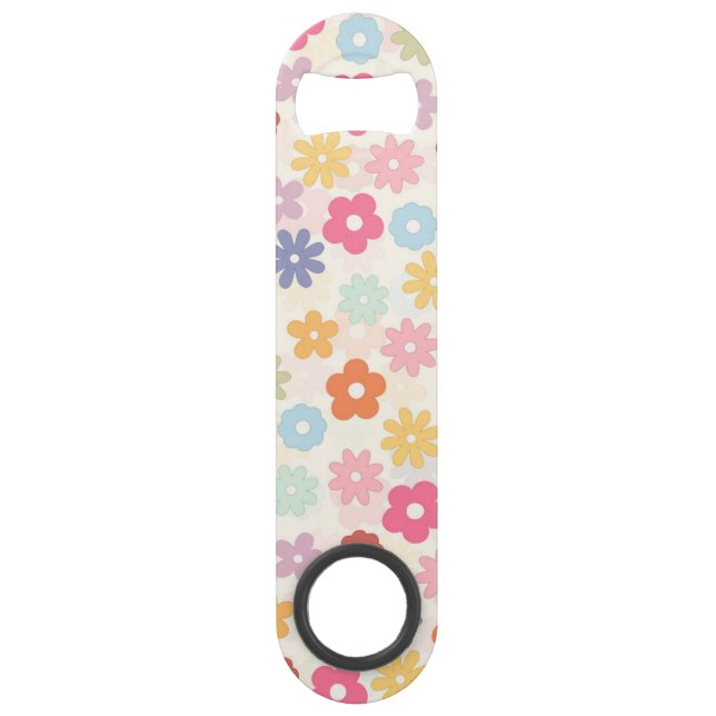 Abrebotellas De Bar Flores Boho Retro Daisy del verano de los 70 (Anverso)