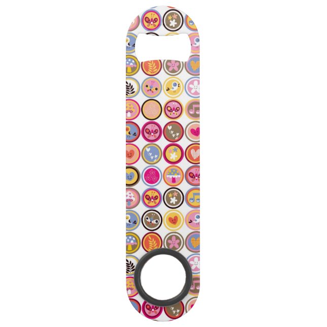 Abrebotellas De Bar flores lindas, pájaros, modelo de los corazones (Anverso)