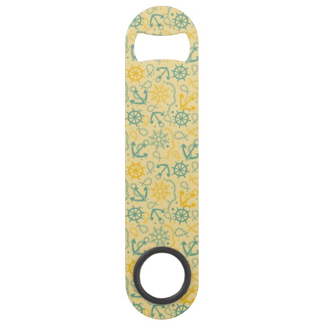 Abrebotellas De Bar Fondo retro con el ancla, cuerdas (Anverso)