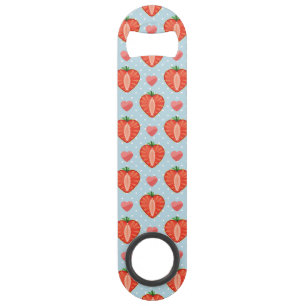 Abrebotellas De Bar Fresas del corazón con los lunares y los corazone