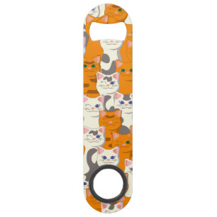 Abrebotellas De Bar Gatos blancos y jengibre patrón ojos verdes ojos a