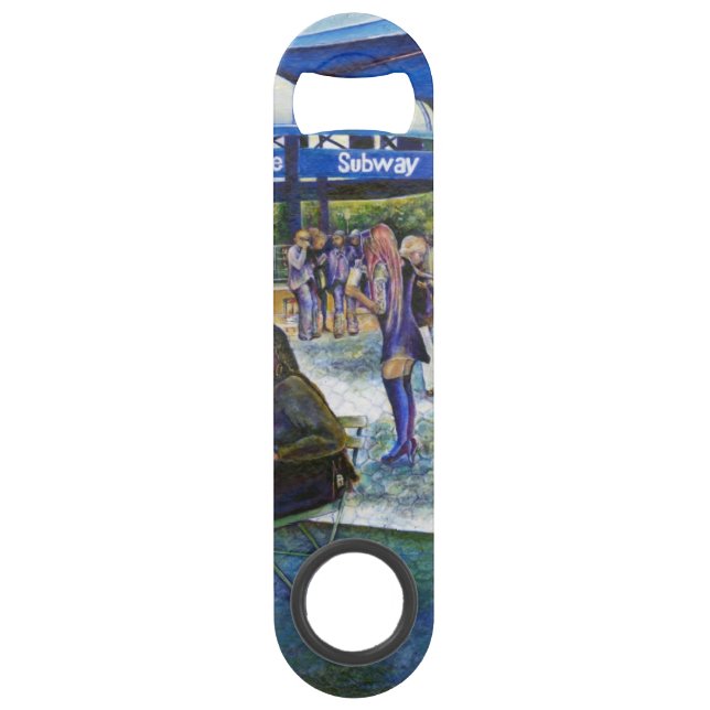 Abrebotellas De Bar Gente apasionada jugando en el parque, Nueva York (Anverso)