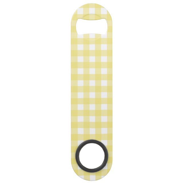 Abrebotellas De Bar Gingham blanco y amarillo pálido (Anverso)