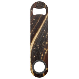 Abrebotellas De Bar Grano de madera oscura de nuez negra con ríos dora