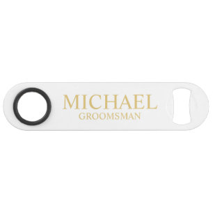 Abrebotellas De Bar Groomsman clásico personalizado en blanco y oro
