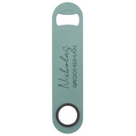 Abrebotellas De Bar Groomsman personalizado de Sea Green