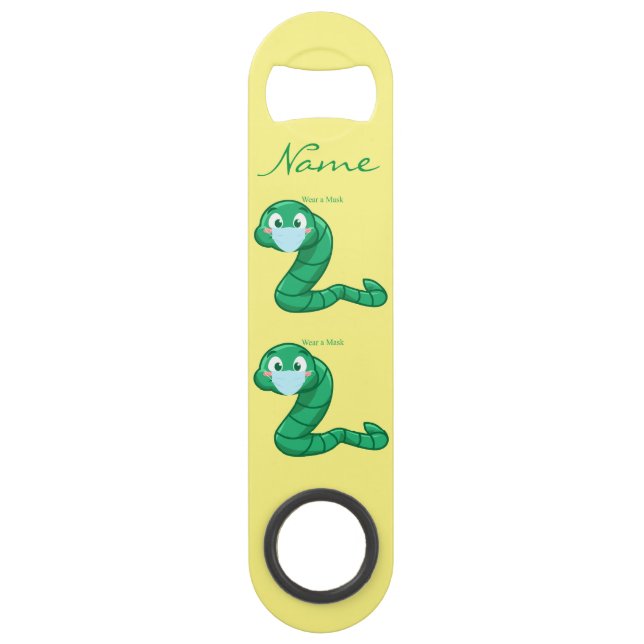 Abrebotellas De Bar Gusano Kawaii Verde Thunder_Cove (Reverso)