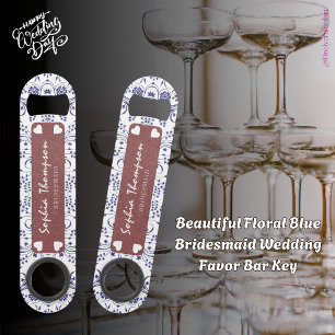 Abrebotellas De Bar Hermosa Maravilla Azul Floral Bridesmaid Favor de