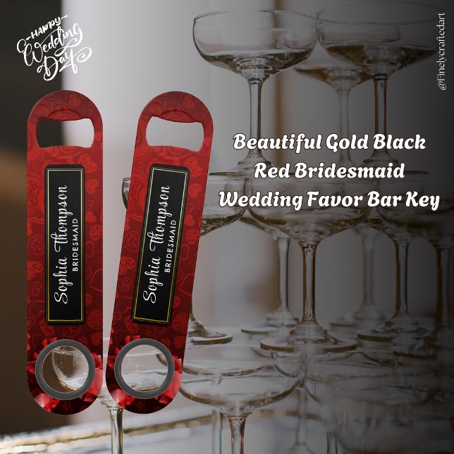 Abrebotellas De Bar Hermosa medalla dorada negra de la novia roja (Subido por el creador)