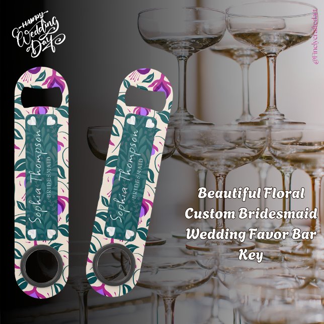 Abrebotellas De Bar Hermosa Personalizado floral, novia, favor de matr (Subido por el creador)