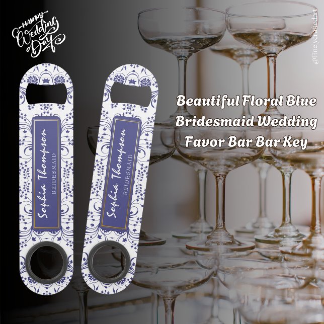 Abrebotellas De Bar Hermoso Bar de Favor de Boda Floral Blue Bridesmai (Subido por el creador)
