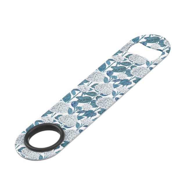 Abrebotellas De Bar Hidrangea blanca acuarela (Ángulo frontal)