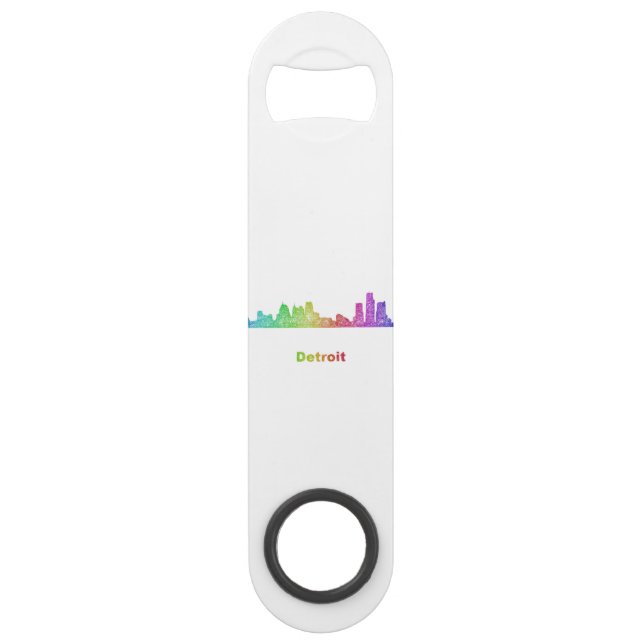 Abrebotellas De Bar Horizonte de Detroit del arco iris (Reverso)