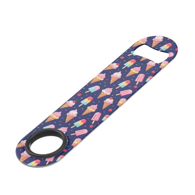 Abrebotellas De Bar Ice cream, popsicles and cherries pattern (Ángulo frontal)