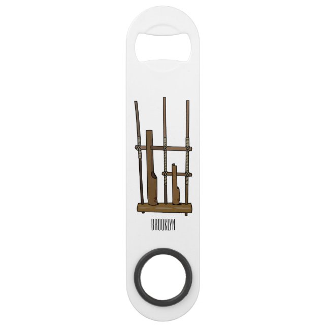 Abrebotellas De Bar Ilustracion de Angklung personalizado (Anverso)