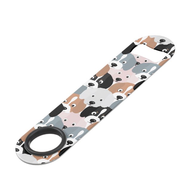 Abrebotellas De Bar Ilustracion negro rosado de los perros con cachorr (Ángulo frontal)