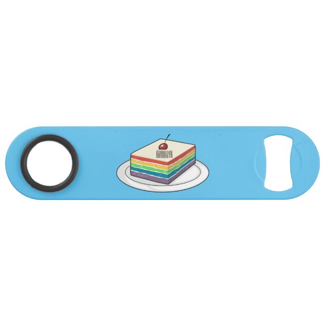 Abrebotellas De Bar Ilustracion personalizado de pastel de arcoiris (Anverso (Horizontal))