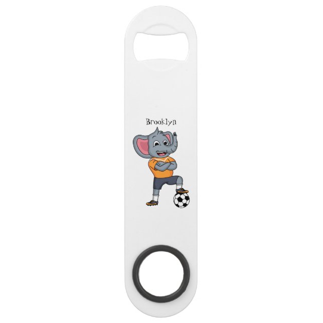 Abrebotellas De Bar Ilustracion personalizado futbolista elefante (Anverso)