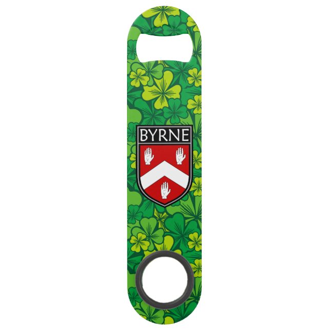 Abrebotellas De Bar Irlandés - Clan Byrne Escudo y Shamrock (Anverso)