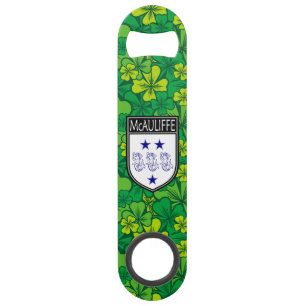 Abrebotellas De Bar Irlandés - Clan McAuliffe Escudo y Shamrock
