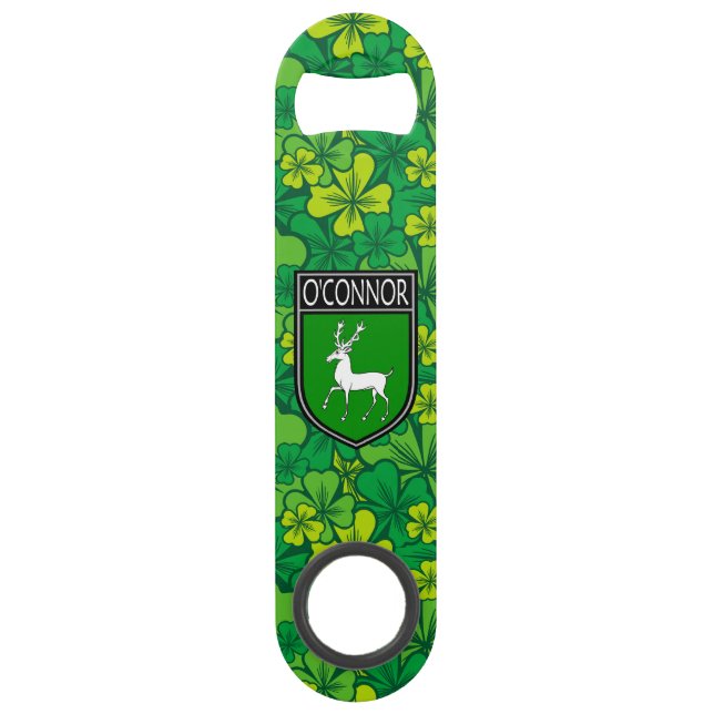Abrebotellas De Bar Irlandés - Clan O'Connor Escudo y Shamrock (Anverso)