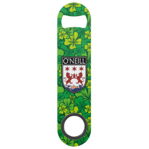 Abrebotellas De Bar Irlandés - Clan O'Neill Escudo y Shamrock