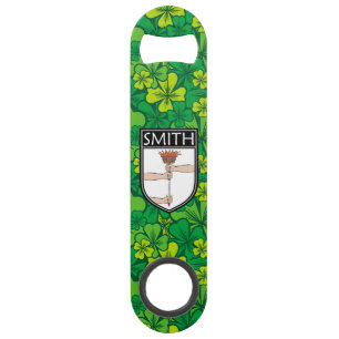 Abrebotellas De Bar Irlandés - Clan Smith Escudo y Shamrock