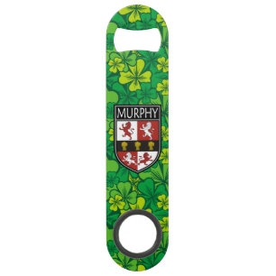 Abrebotellas De Bar Irlandés - Escudo del Clan Murphy y Trébol