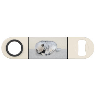 Abrebotellas De Bar Keeshond Sleeping Pinting Pintura Original De Perr