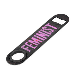 Abrebotellas De Bar La palabra feminista de SlipperyJoe brillante negr