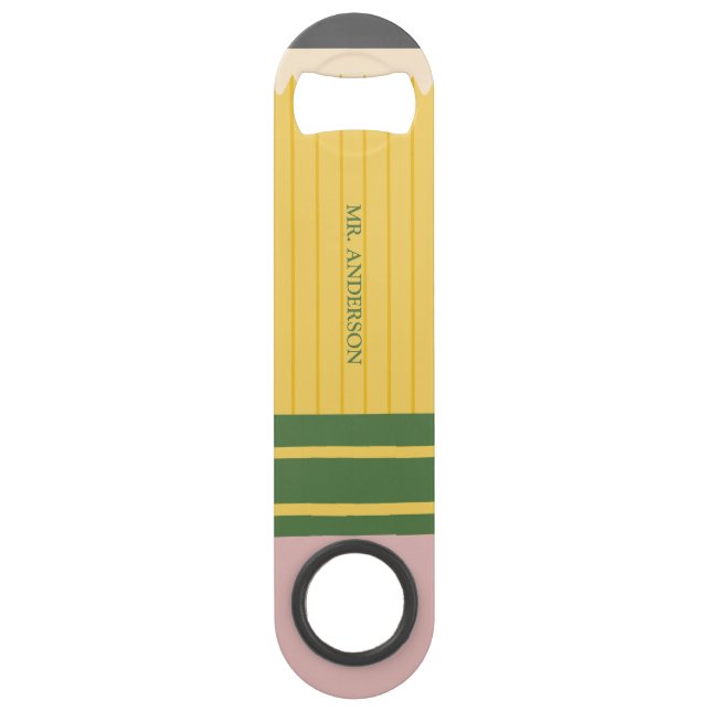 Abrebotellas De Bar Lápiz personalizado para escuela amarilla clásica (Anverso)